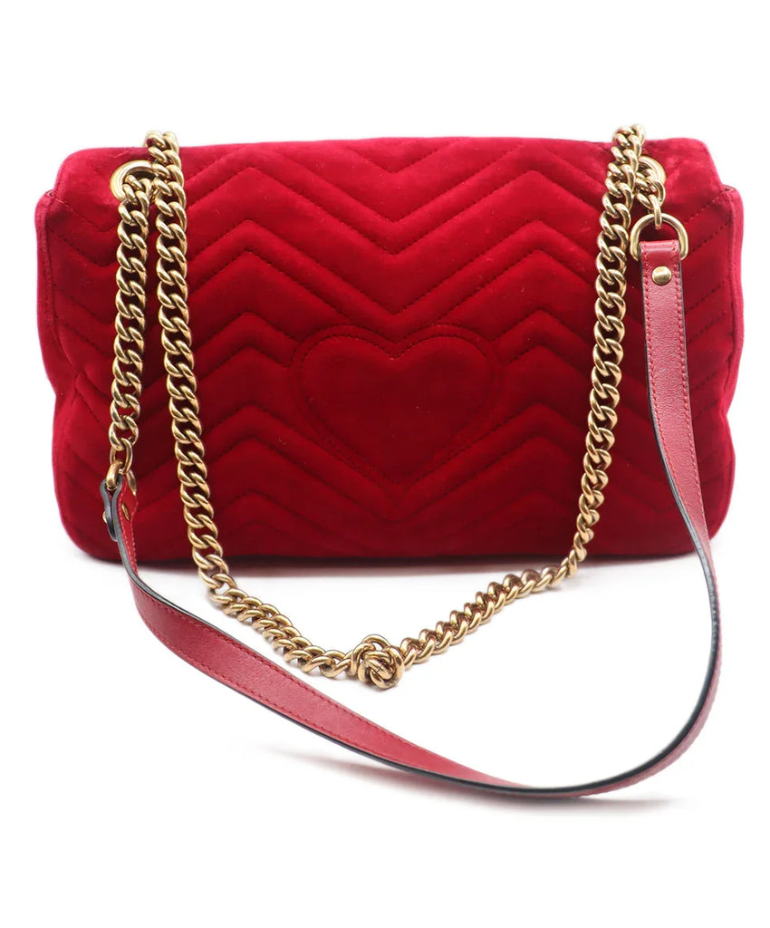 Gucci Red Velvet GG Marmont Flap Handbag l Michael's Luxury