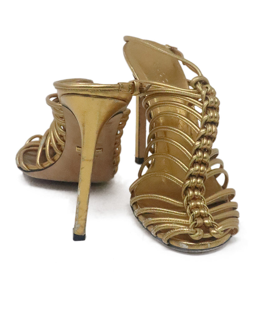 Gucci Metallic Gold Leather Heels 2