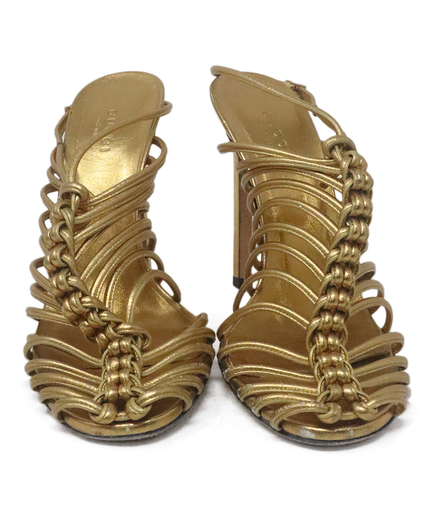 Gucci Metallic Gold Leather Heels 3