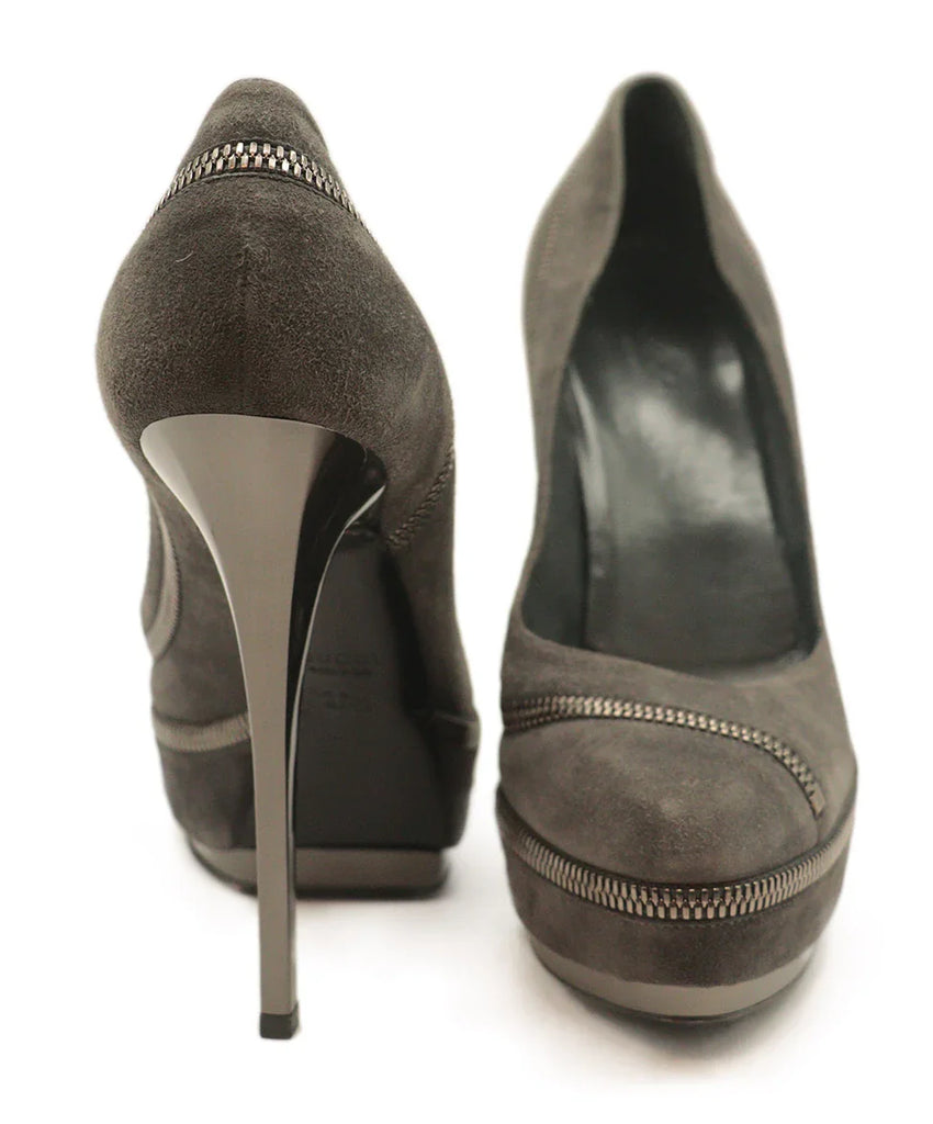 Gucci Grey Suede Zipper Trim Platform Heels sz 7 - Michael's Consignment NYC