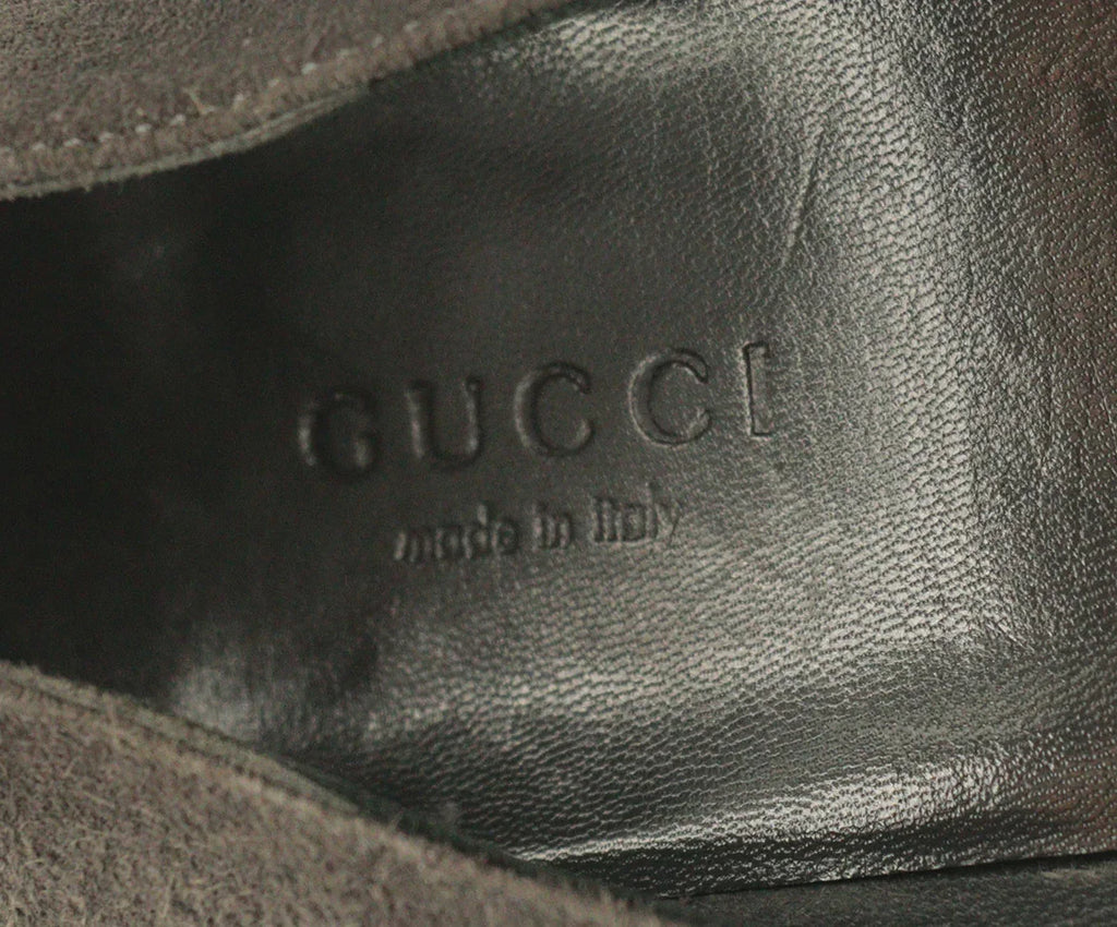 Gucci Grey Suede Zipper Trim Platform Heels sz 7 - Michael's Consignment NYC