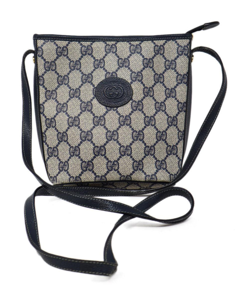 Gucci Vintage Beige & Navy Monogram Crossbody 