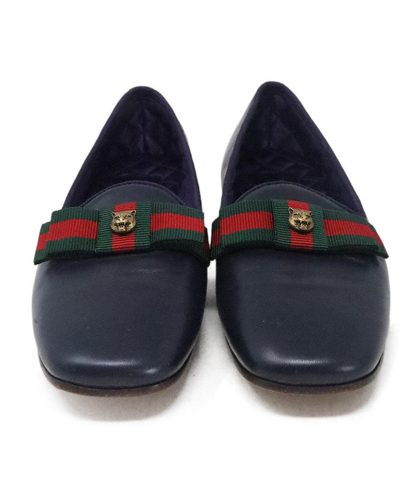 Gucci Navy Leather Flats sz 7 - Michael's Consignment NYC