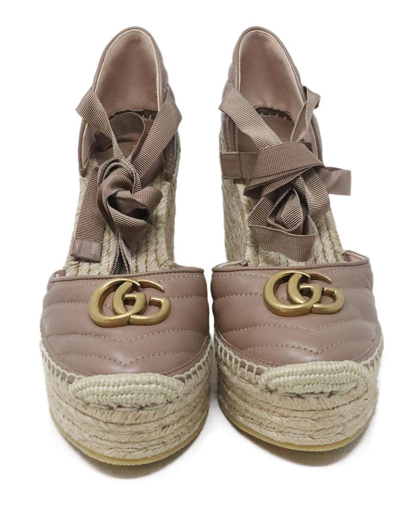 Gucci Nude GG Marmont Espadrille Wedges sz 8.5 - Michael's Consignment NYC