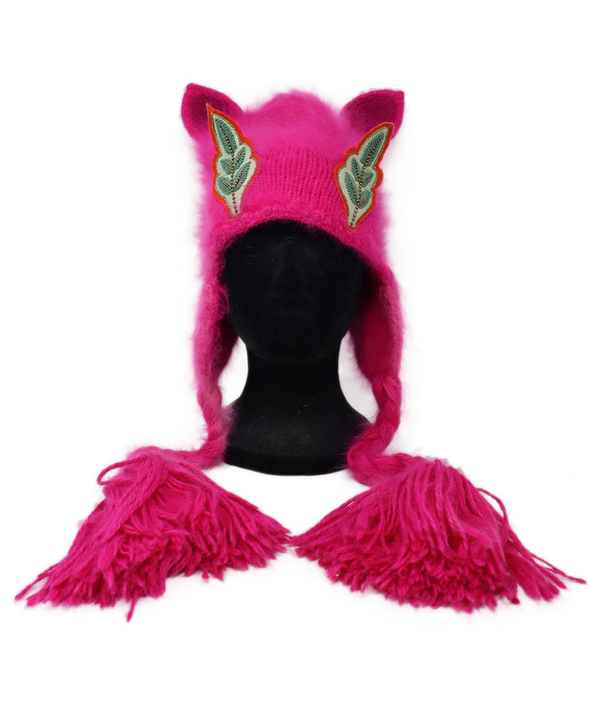 Gucci Pink Fuchsia Wool Embroidery Hat 