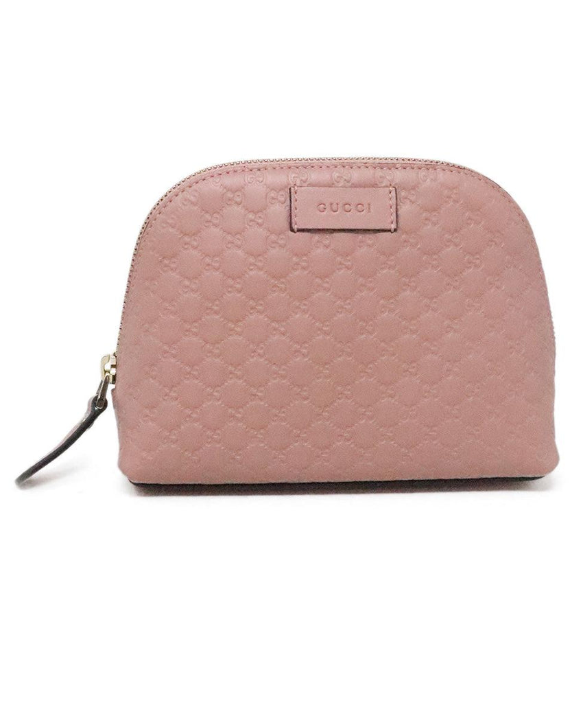 Gucci Pink Leather Monogram Cosmetic Bag 