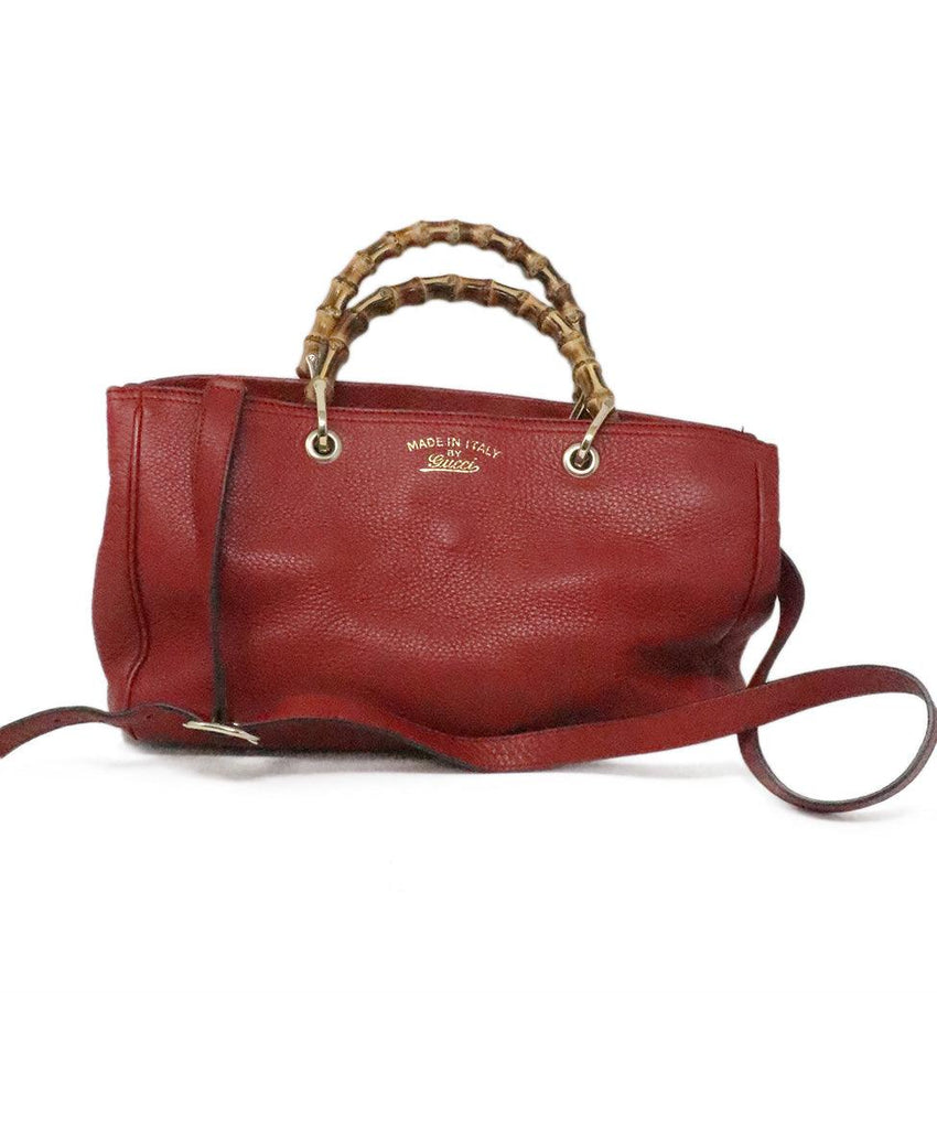 Gucci Red Leather Satchel w/ Bamboo Details - Michael's Consignment NYC