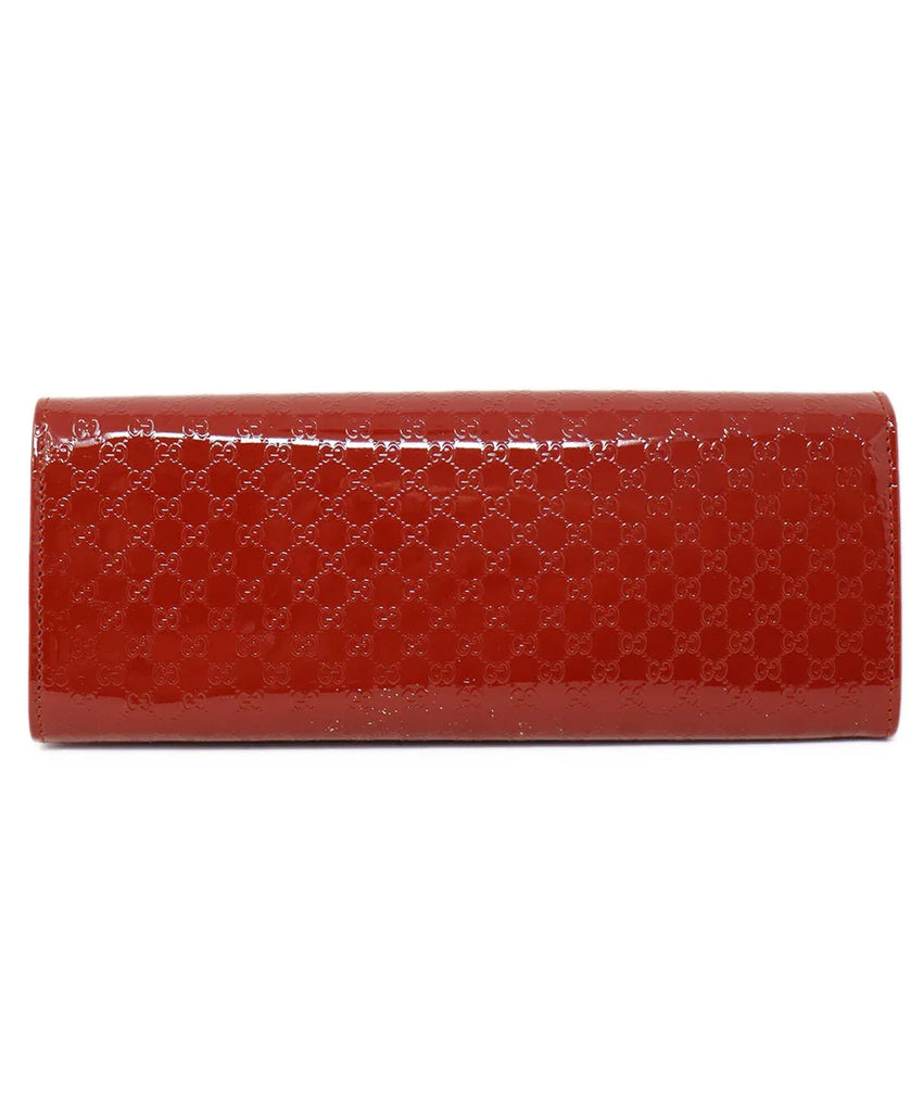 Gucci Red Monogram Patent Leather Clutch - Michael's Consignment NYC