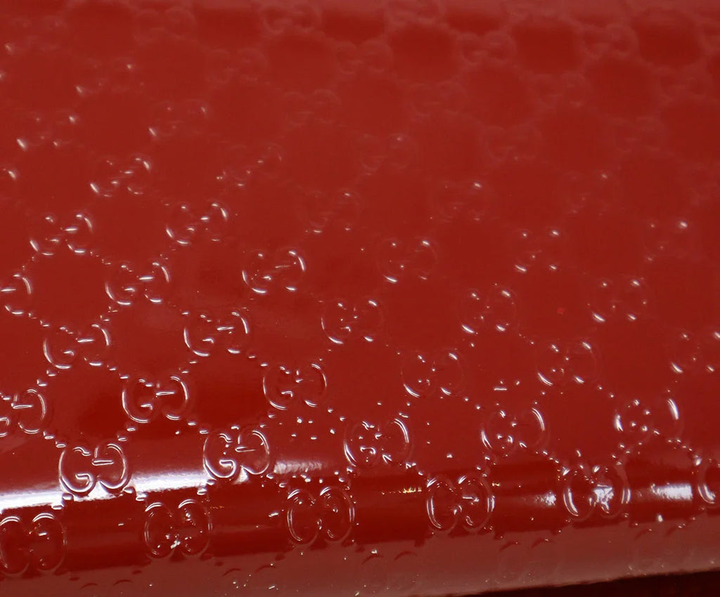 Gucci Red Monogram Patent Leather Clutch - Michael's Consignment NYC