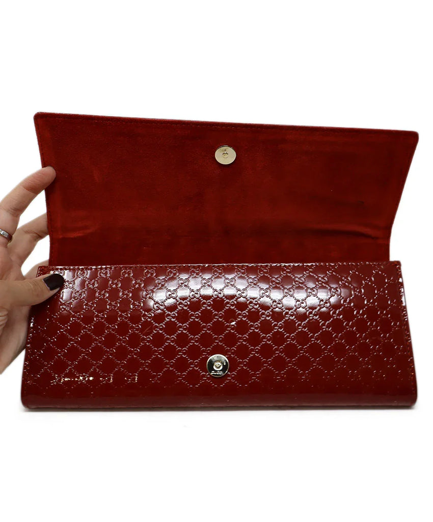 Gucci Red Monogram Patent Leather Clutch - Michael's Consignment NYC