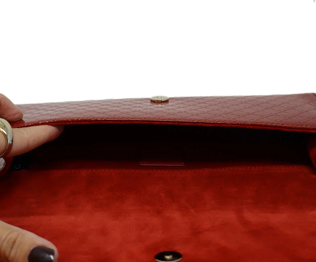 Gucci Red Monogram Patent Leather Clutch - Michael's Consignment NYC