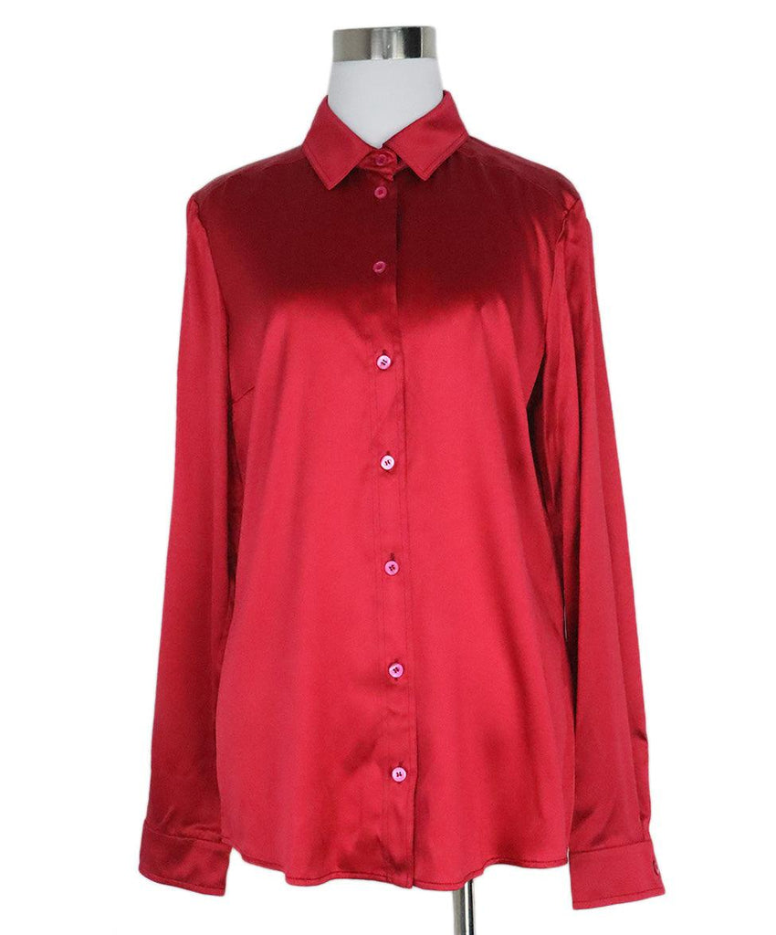 Blouse Gucci Size 6 Red Silk Longsleeve Top - Michael's Consignment NYC