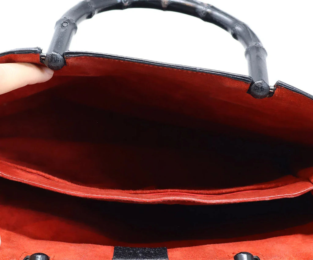 Gucci Black Leather Bamboo Handle Bag - Michael's Consignment NYC