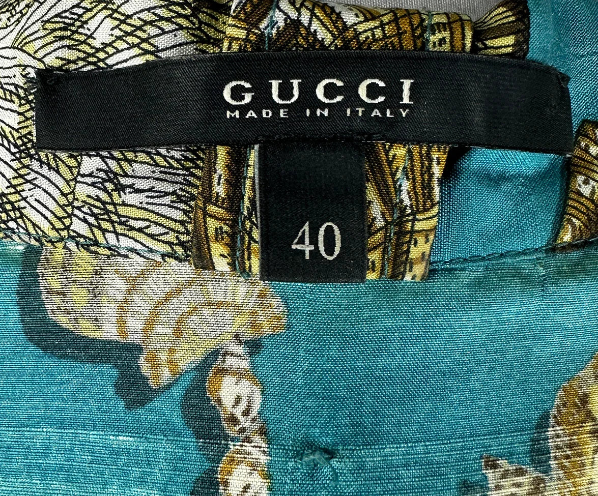 white christmas dresses Gucci Teal Brown Gold Print Cotton Dress sz 4 l Michael's Luxury  Consignment – Michael's Consignment NYC