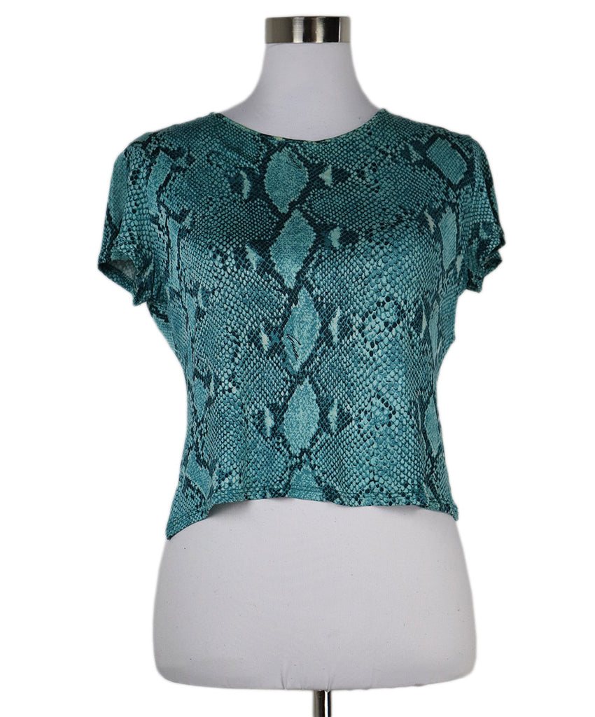 Gucci Blue Teal Snake Print Rayon Top 