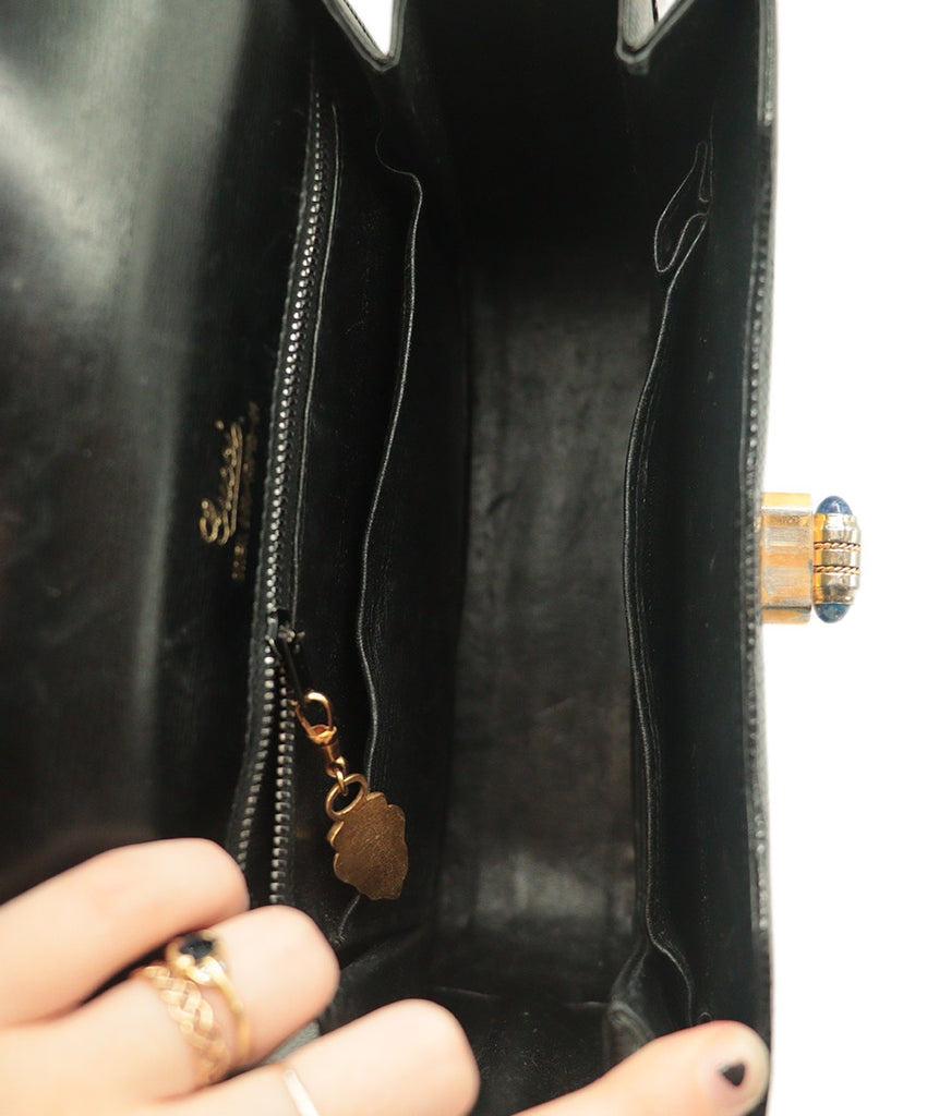 Gucci Vintage Black & Gold Lizard Handbag 7