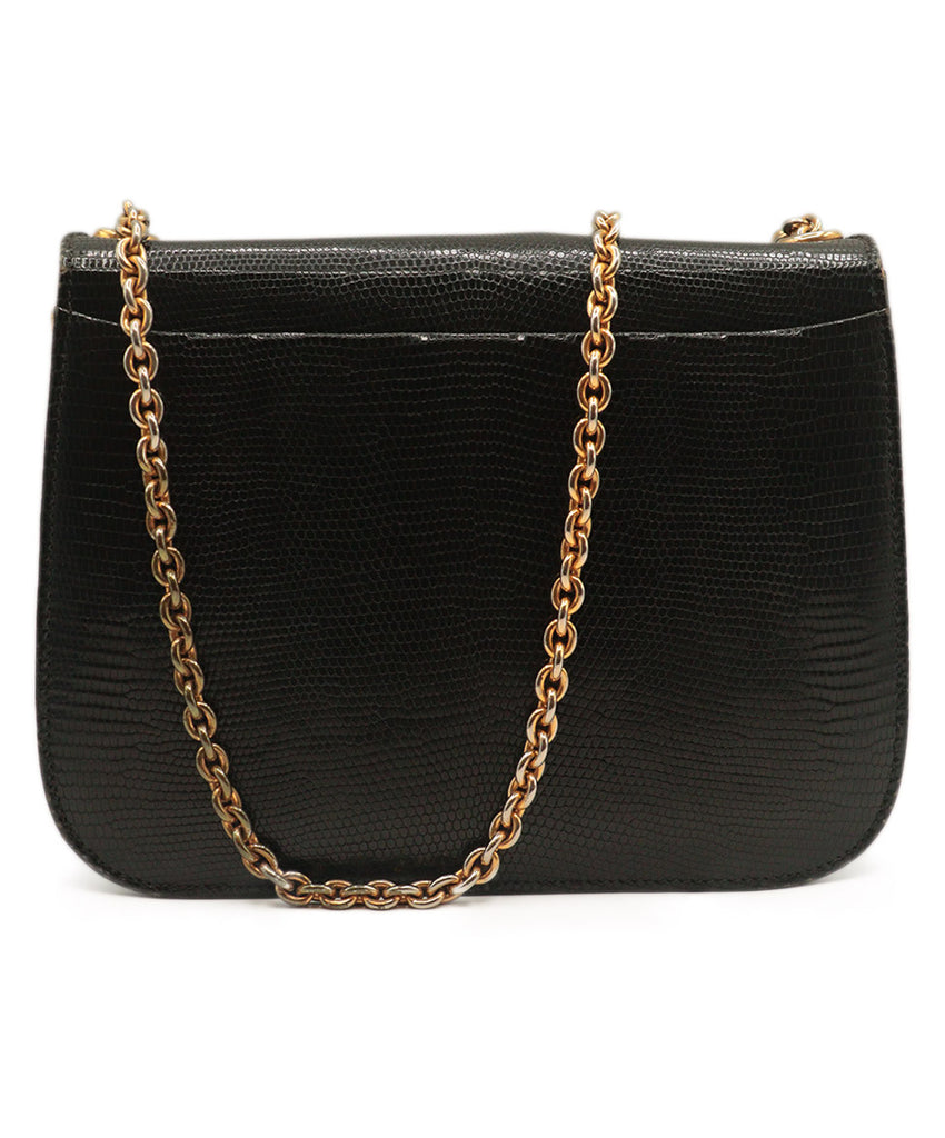 Gucci Vintage Black & Gold Lizard Handbag 4