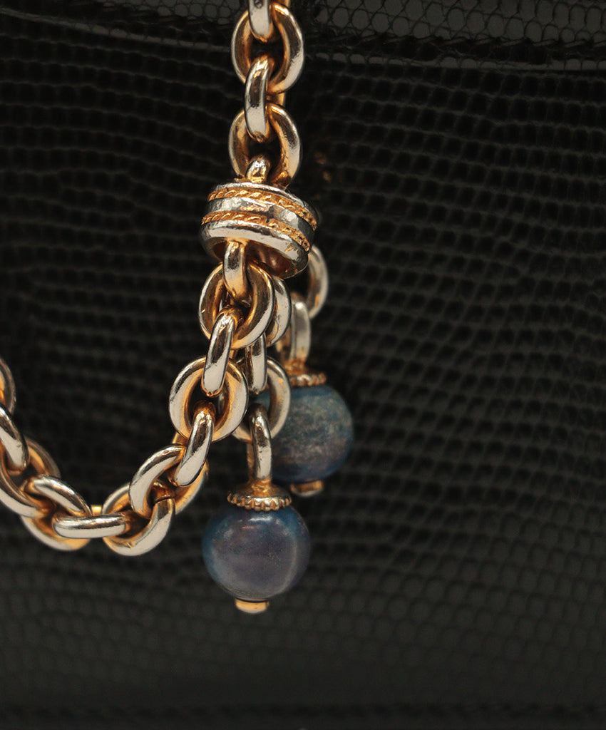 Gucci Vintage Black & Gold Lizard Handbag 9