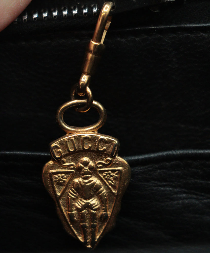 Gucci Vintage Black & Gold Lizard Handbag 10