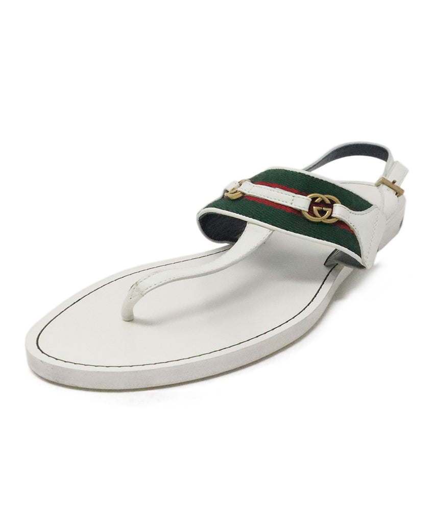 Gucci White Leather Sandals 