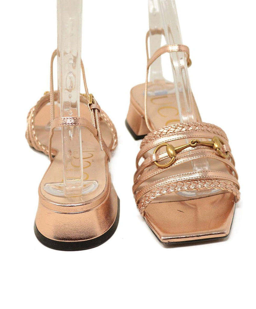 Gucci Pink Metallic Leather Sandals sz 7 - Michael's Consignment NYC