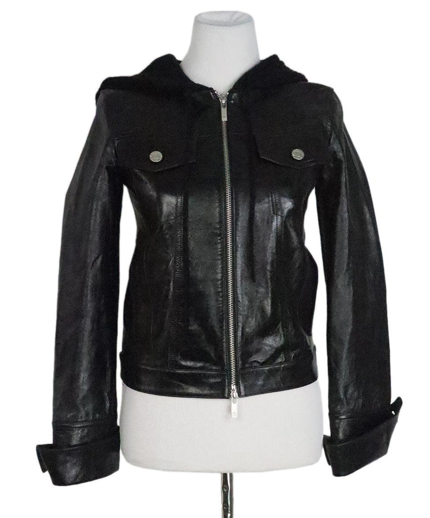 Helmut Lang Black Leather & Knit Jacket 