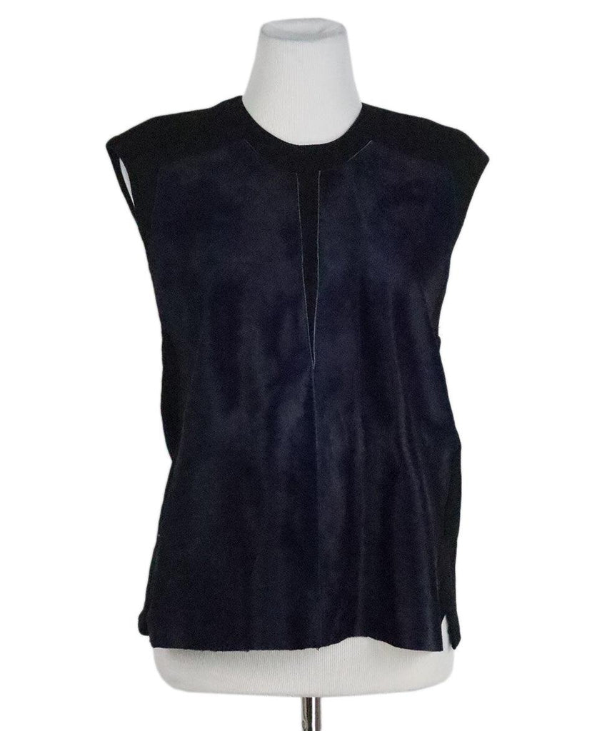 Helmut Lang Navy Calfhair Sleeveless Top sz 4 - Michael's Consignment NYC