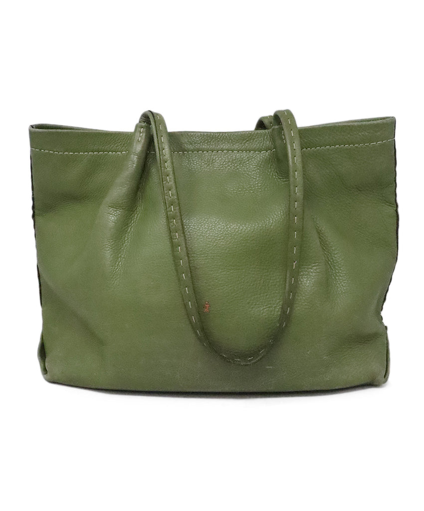 Loewe Brown Leather Green Canvas Crossbody – Michael's Consignment NYC
