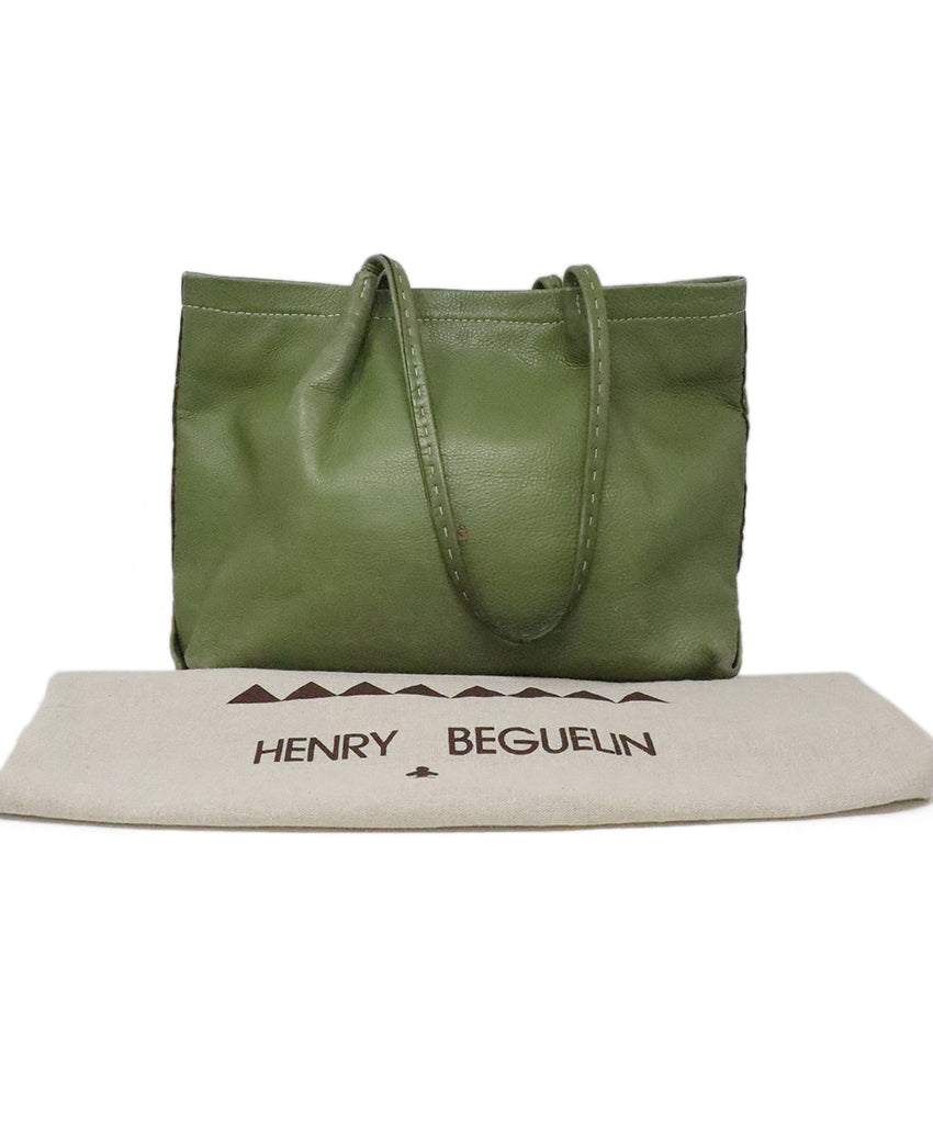 Henry Beguelin Apple Green Leather Tote 4