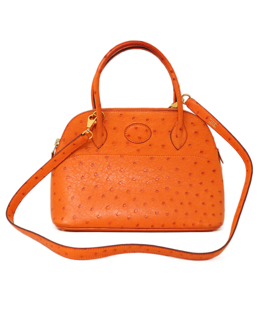 Hermes Orange Ostrich Leather Bolide Bag 