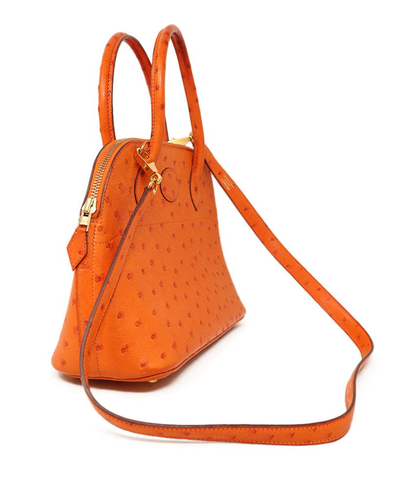 Hermes Orange Ostrich Leather Bolide Bag 1