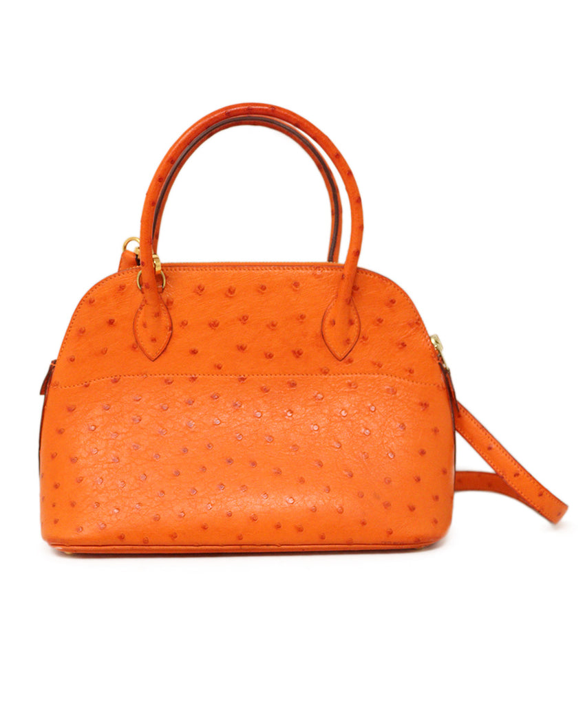 Hermes Orange Ostrich Leather Bolide Bag 2