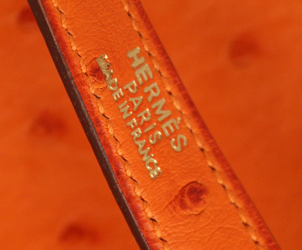 Hermes Orange Ostrich Leather Bolide Bag 6