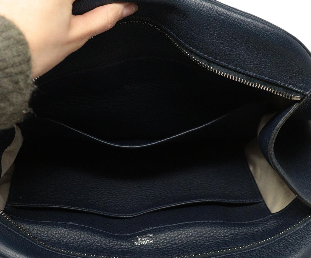 Hermes Navy Blue Leather Atlas Bag - Michael's Consignment NYC