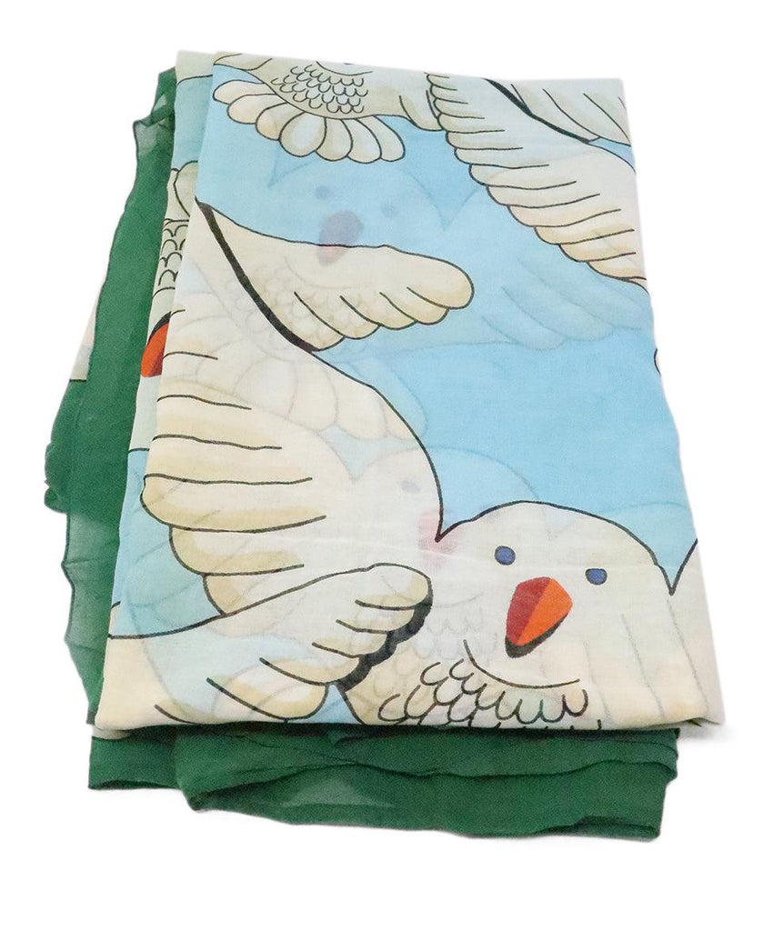 Hermes Blue & Green Bird Print Scarf - Michael's Consignment NYC