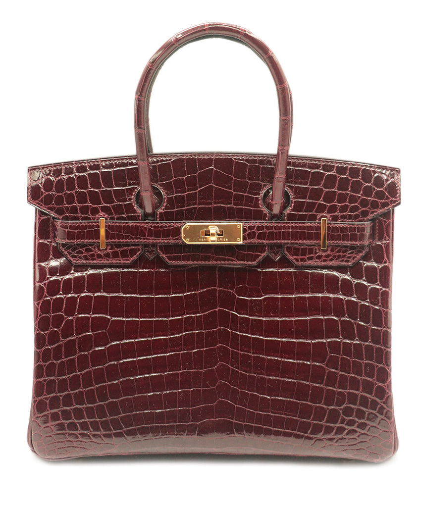 Hermes Burgundy Crocodile Leather 30cm Birkin Bag 1
