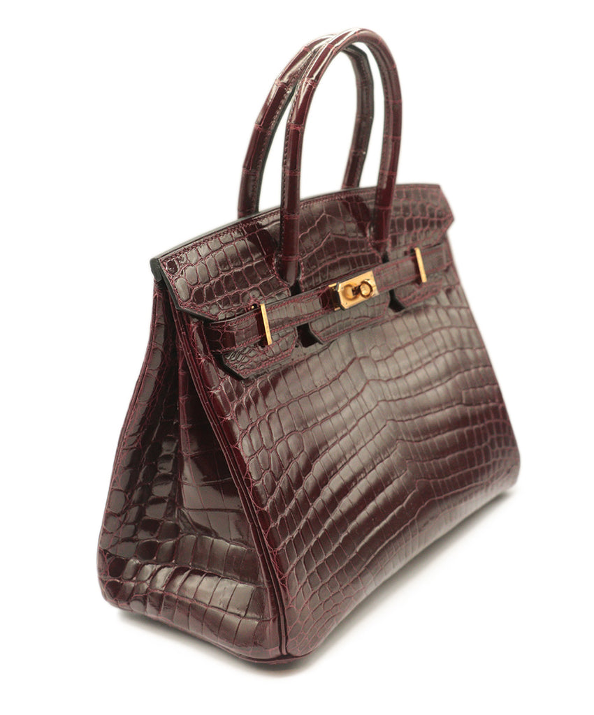 Hermes Burgundy Crocodile Leather 30cm Birkin Bag 3
