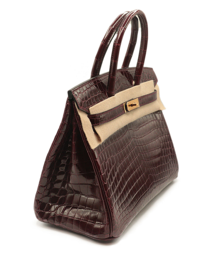 Hermes Burgundy Crocodile Leather 30cm Birkin Bag 2