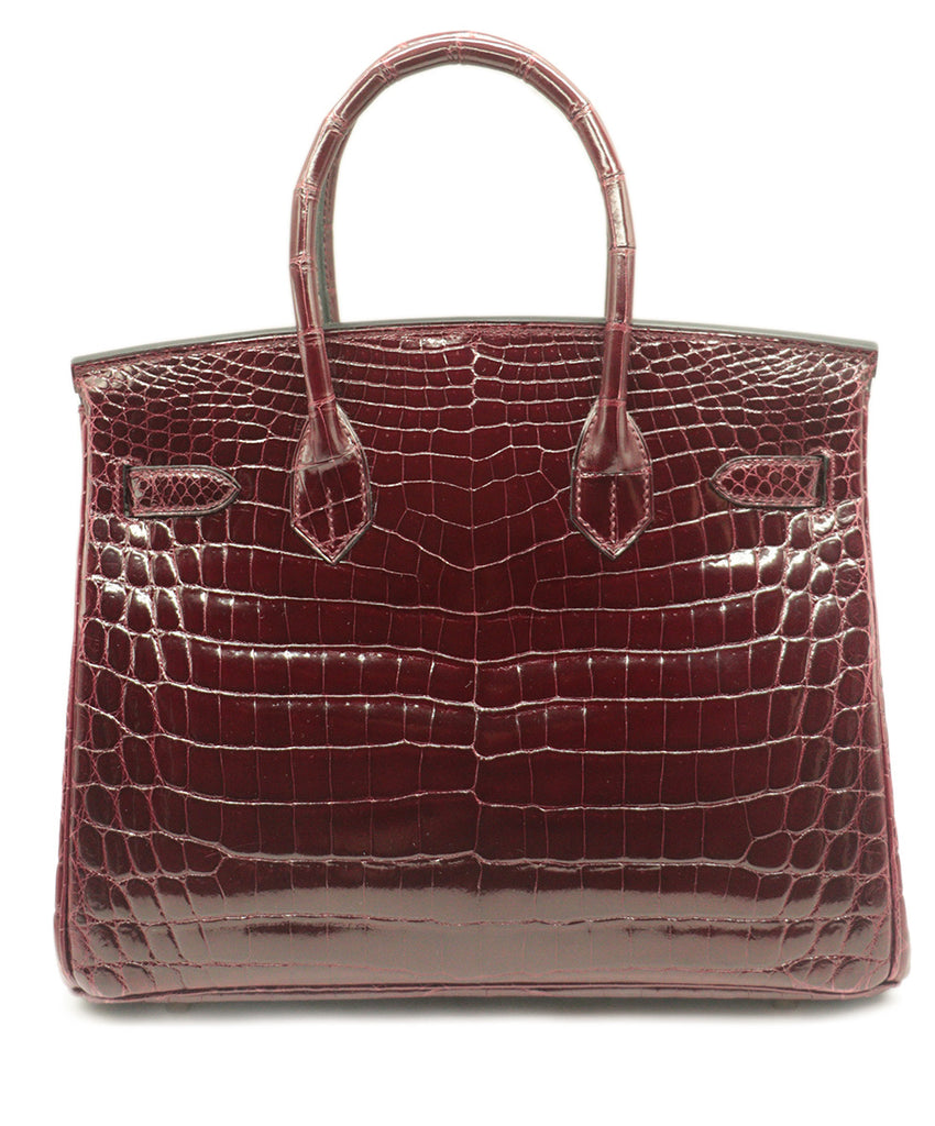Hermes Burgundy Crocodile Leather 30cm Birkin Bag 4