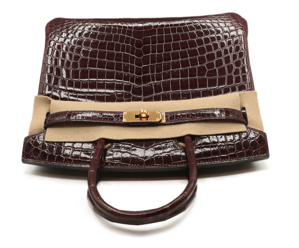 Hermes Burgundy Crocodile Leather 30cm Birkin Bag 7