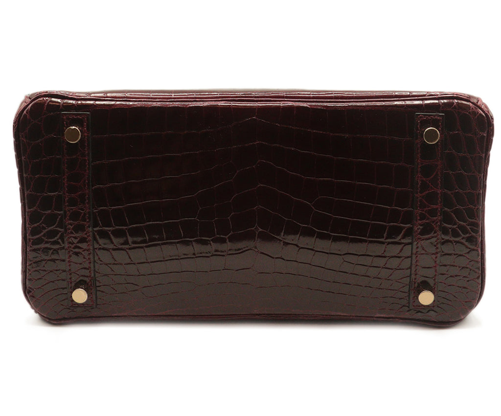Hermes Burgundy Crocodile Leather 30cm Birkin Bag 6