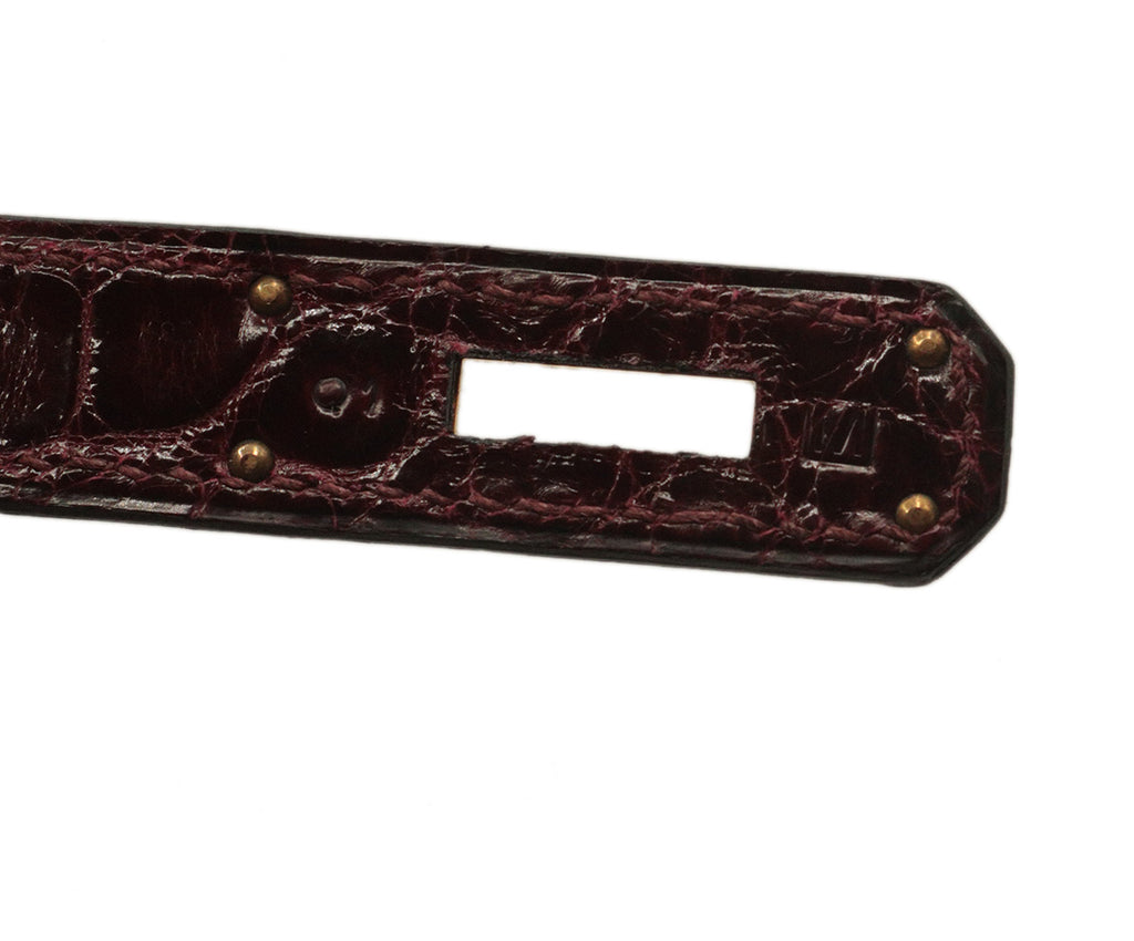 Hermes Burgundy Crocodile Leather 30cm Birkin Bag 9