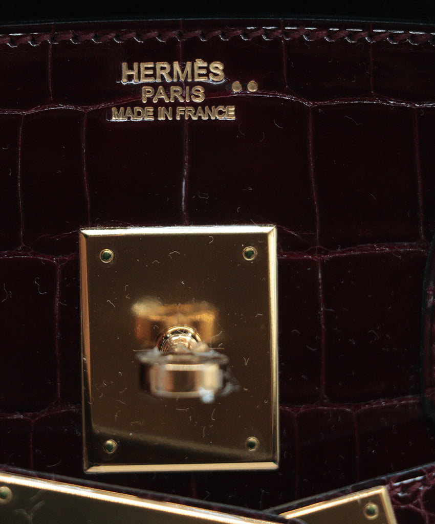 Hermes Burgundy Crocodile Leather 30cm Birkin Bag 10