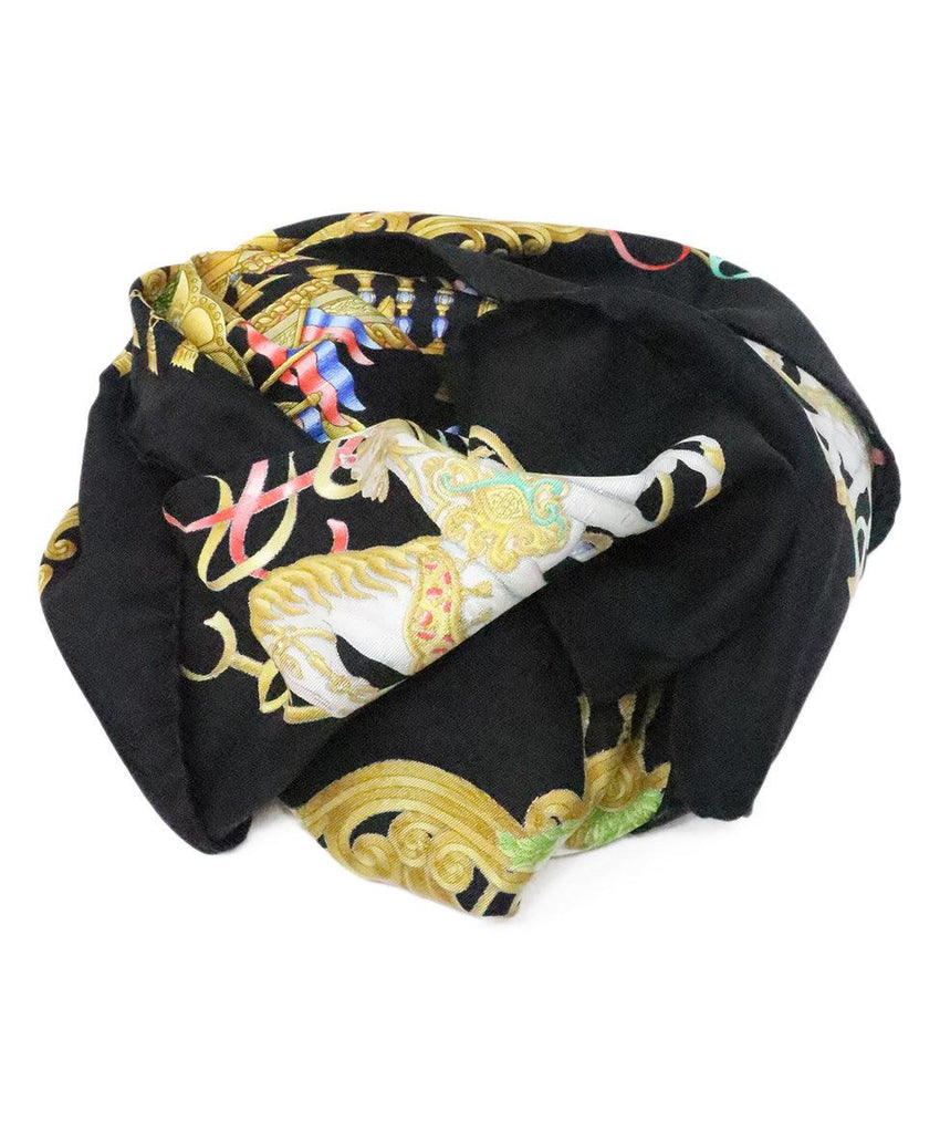 Hermes Black & Multicolor Carousel Print Scarf - Michael's Consignment NYC