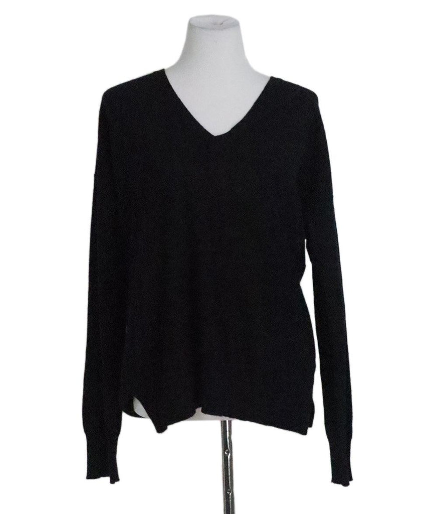Hermes Black Cashmere V-Neck Sweater sz 8 - Michael's Consignment NYC