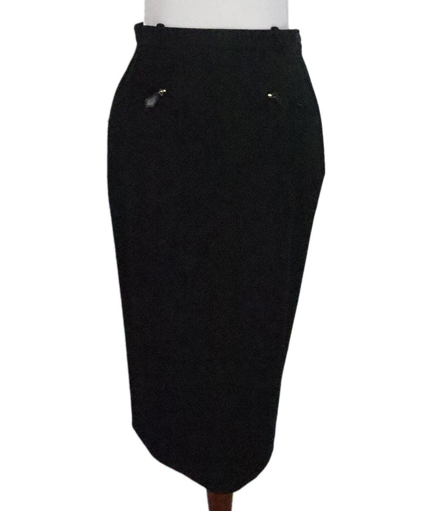 Hermes Long Black Wool Skirt 