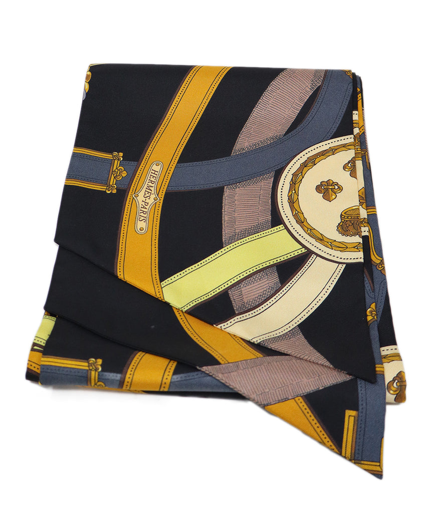 Hermes Black Orange & Yellow Twilly 2