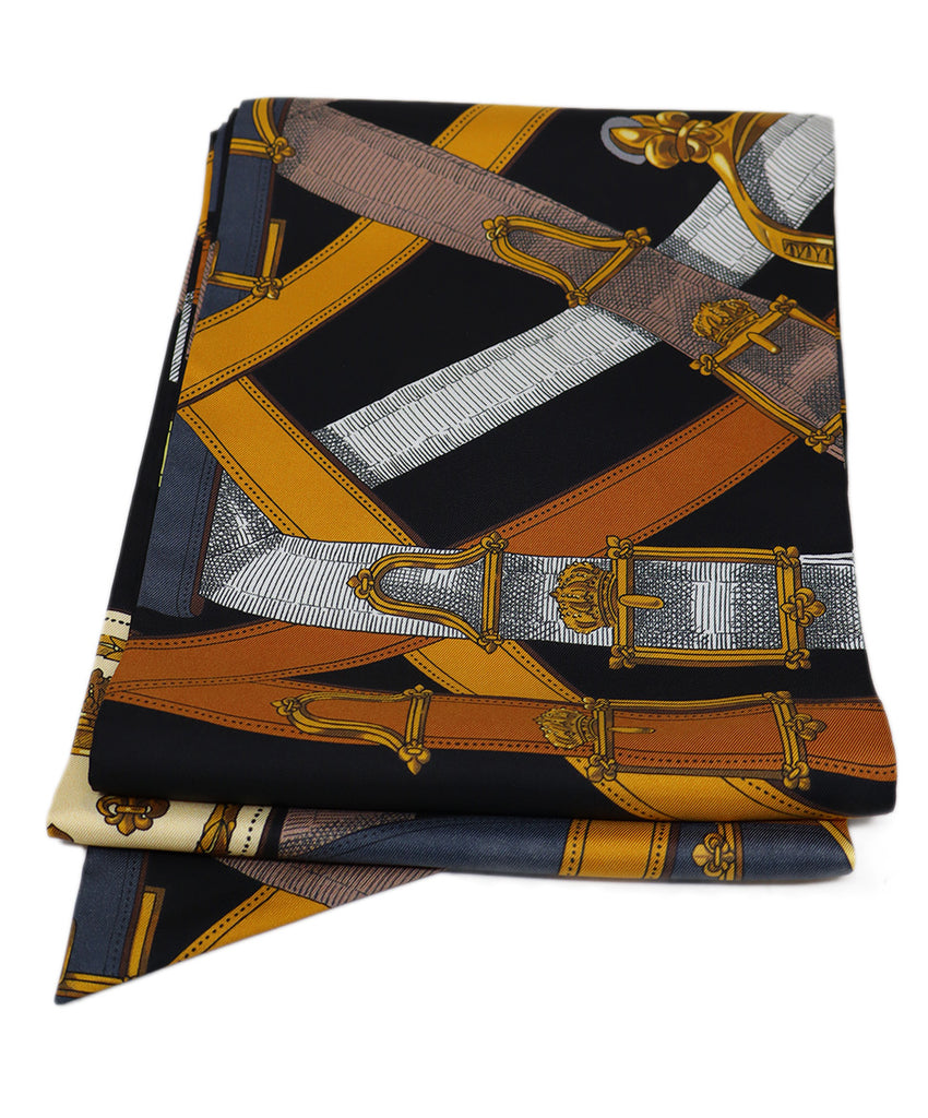 Hermes Black Orange & Yellow Twilly 3