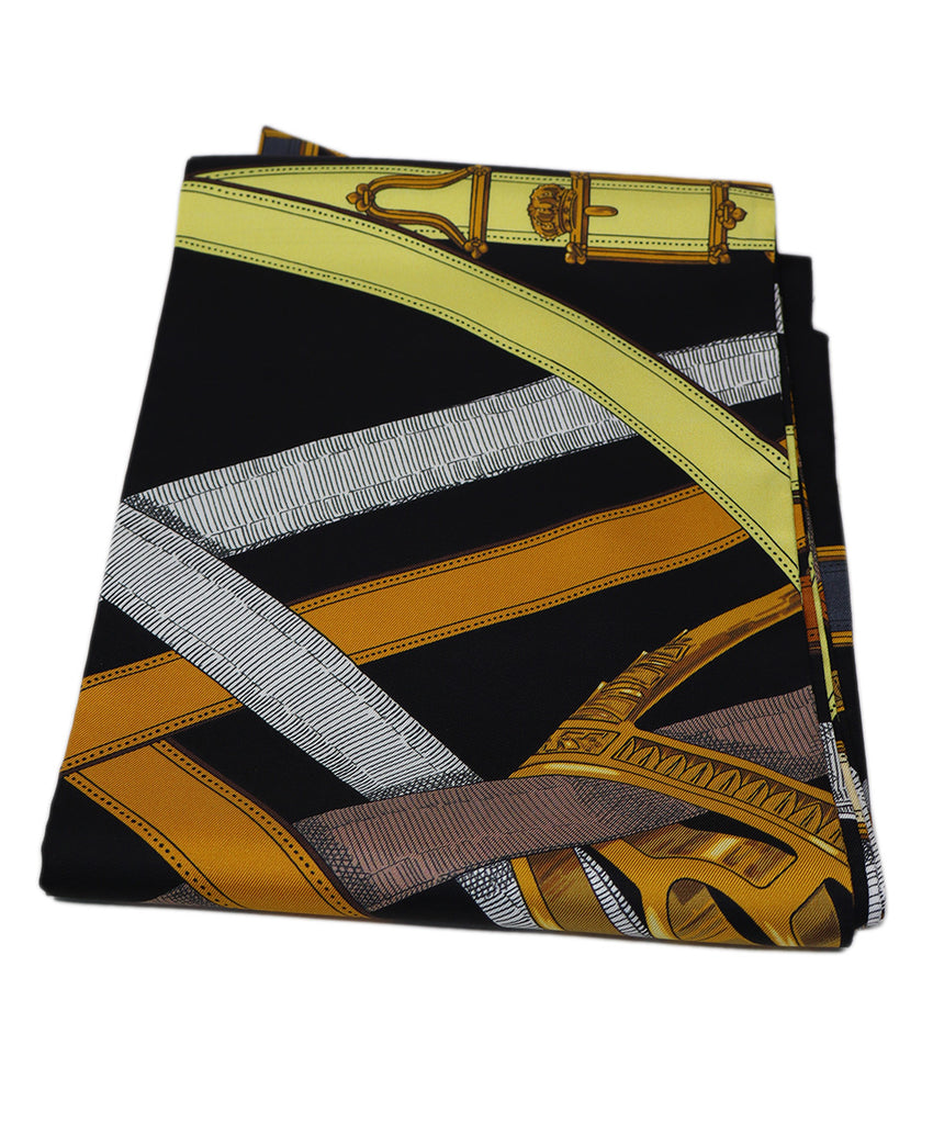 Hermes Black Orange & Yellow Twilly 4