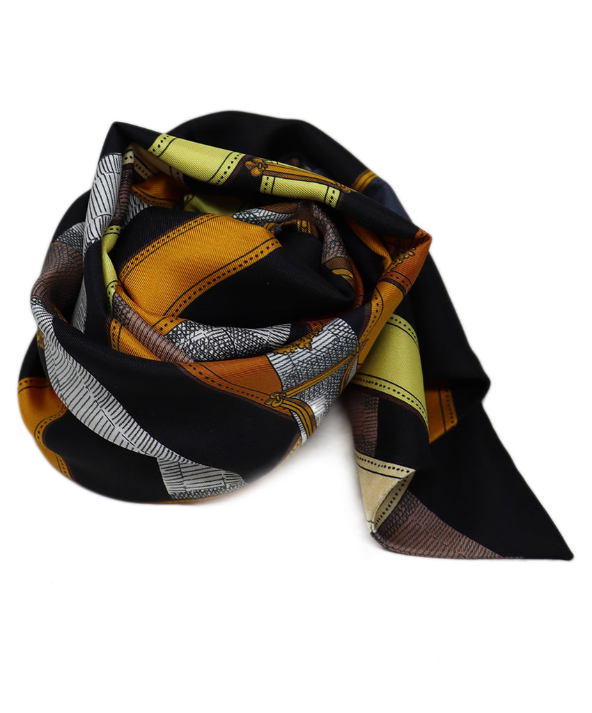 Hermes Black Orange & Yellow Twilly 1